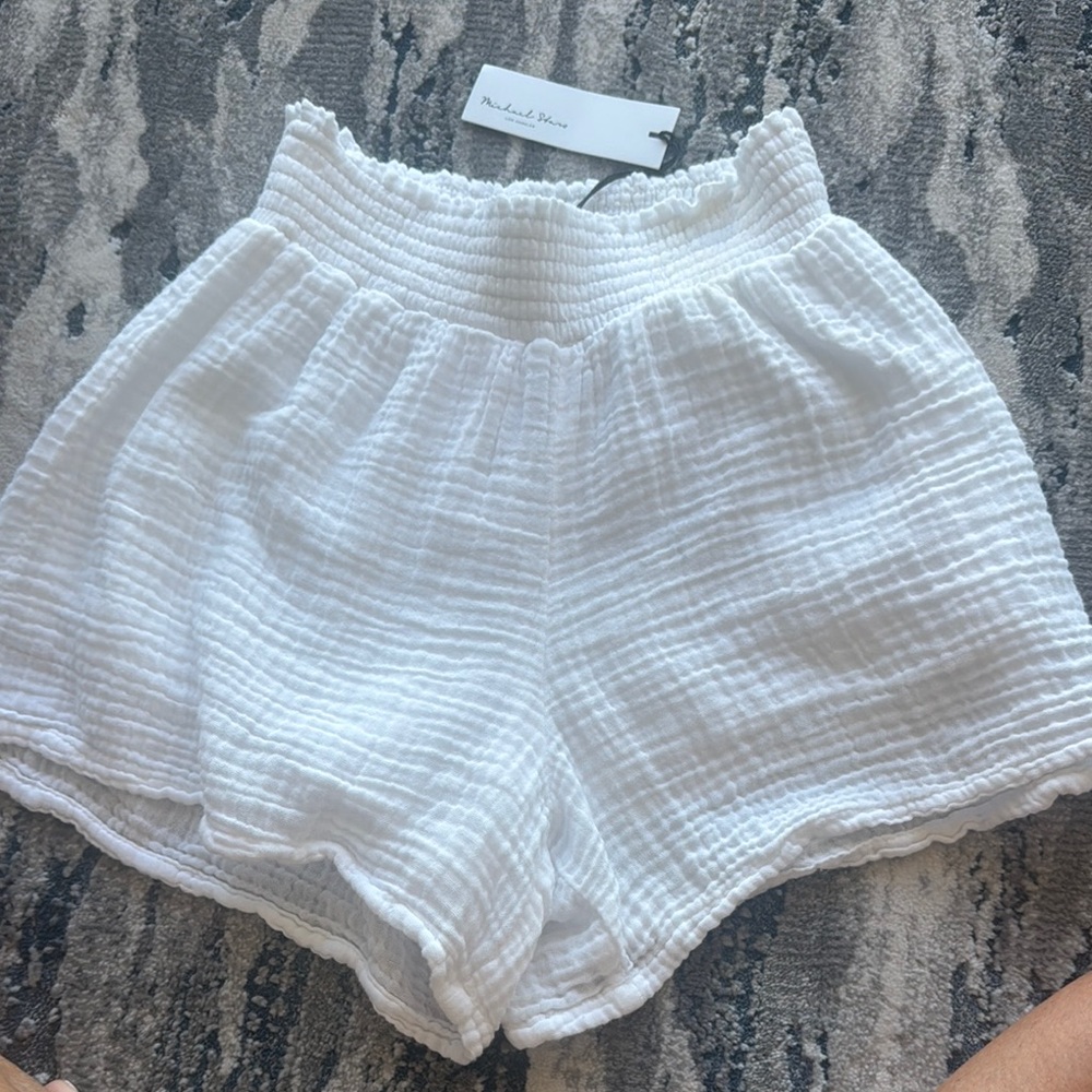 Michael Stars High Waist White Shorts
